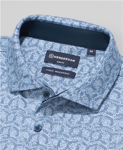 фото рубашки трикотажной HENDERSON, цвет голубой, HSS-0101 BLUE