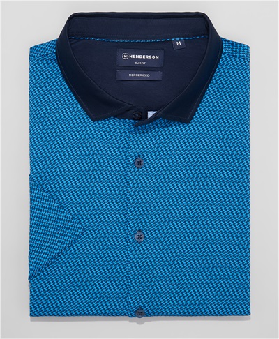 фото рубашки трикотажной HENDERSON, цвет темно-голубой, HSS-0109 DBLUE