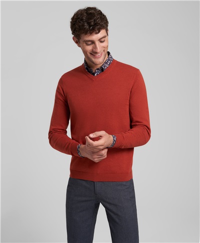 фото пуловера трикотажного HENDERSON, цвет рыжий, KWL-0677-1 RUST