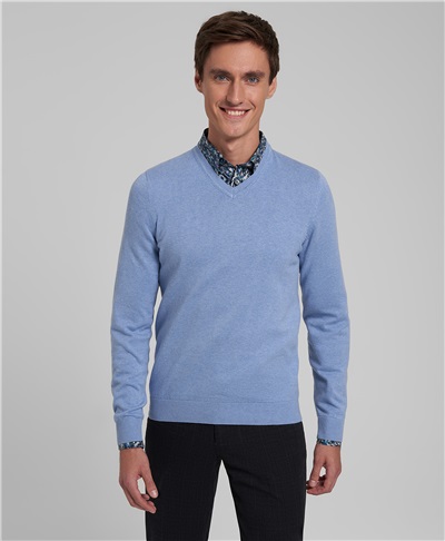 фото пуловера трикотажного HENDERSON, цвет голубой, KWL-0677 BLUE