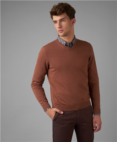 фото пуловера трикотажного HENDERSON, цвет темный кэмел, KWL-0756 DCAMEL
