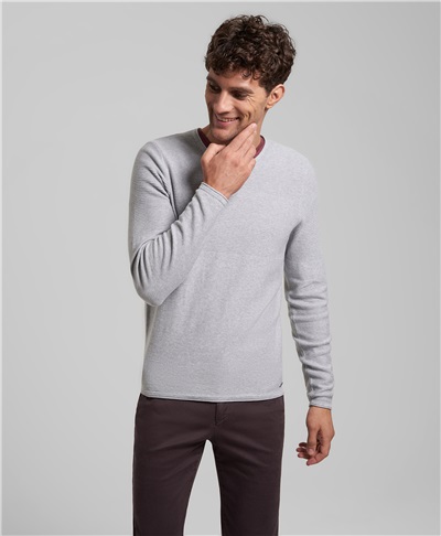 фото пуловера трикотажного HENDERSON, цвет светло-серый, KWL-0882 LGREY