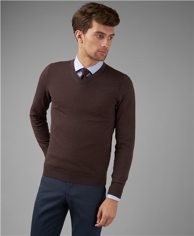 фото пуловера трикотажного HENDERSON, цвет темно-коричневый, KWL-VN-F DBROWN