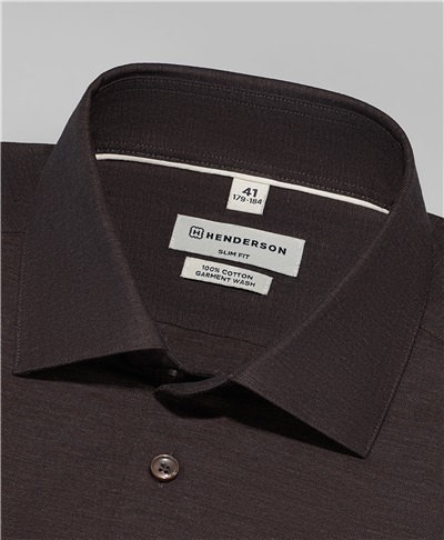 фото рубашки HENDERSON дл.р.., цвет темно-коричневый, SHL-1982-S DBROWN